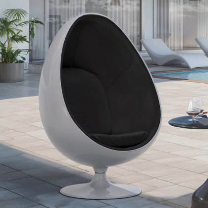 Buy Armchair Ele Chair - White exterior - Faux Leather Black 13193 with a guarantee 
