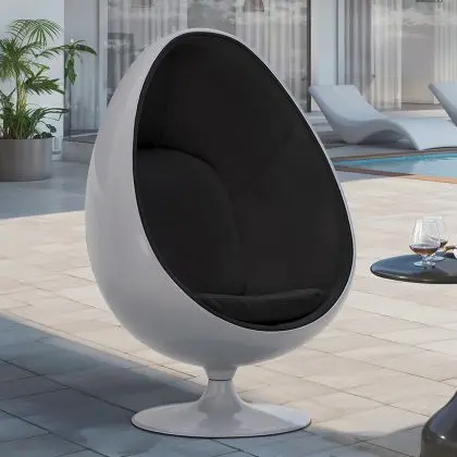 Buy Armchair Ele Chair - White exterior - Faux Leather Black 13193 with a guarantee 