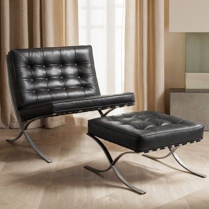 Buy City Armchair with Matching Ottoman - Faux Leather Black 13183 at MyFaktory 