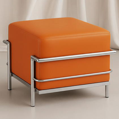 Buy SQUAR Footrest (Ottoman) - Faux Leather Orange 55762 in the Europe 