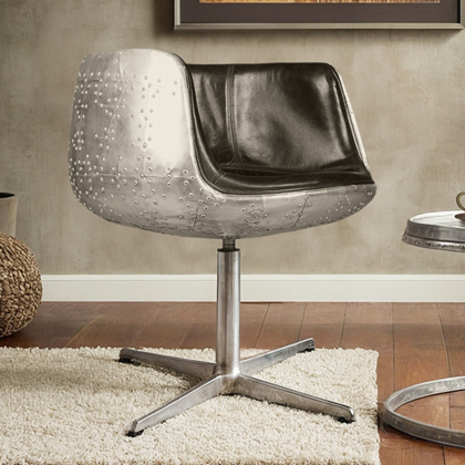 Buy Brandy Chair Aviator - Premium Leather & Aluminium Black 48384 at MyFaktory 