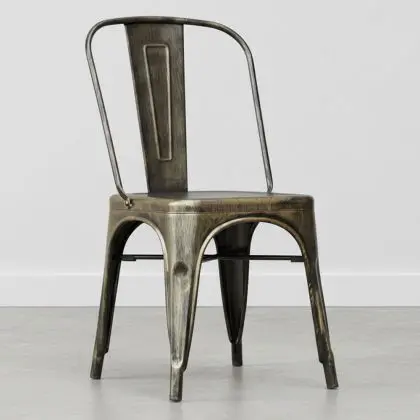 Buy Dining chair Bistrot Metalix Industrial Square Metal - New Edition Metallic bronze 32871 in the Europe 