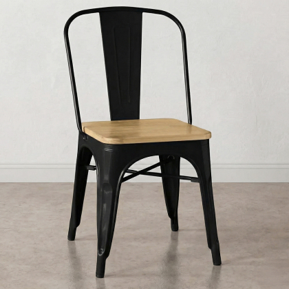 Buy Bistrot Metalix Chair Square Wooden - Metal Black 32897 - in the EU 