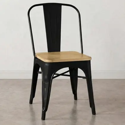 Buy Bistrot Metalix Chair Square Wooden - Metal Black 32897 - in the EU 