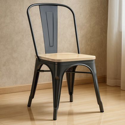Buy Bistrot Metalix Chair Square Wooden - Metal Black 32897 - in the EU 