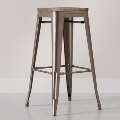 Buy Industrial Design Bar Stool - Wood & Steel - 76cm - Metalix Red 54406 - prices 