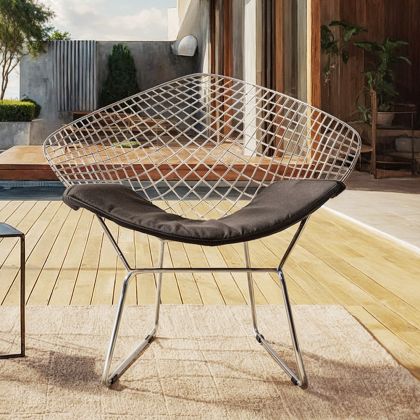 Buy Dining Chair Bertold Diam in Chrome Steel  Black 16443 with a guarantee 