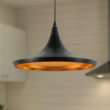 Buy Wide Shade Pendant Lamp - Aluminium Black 22727 in the Europe 