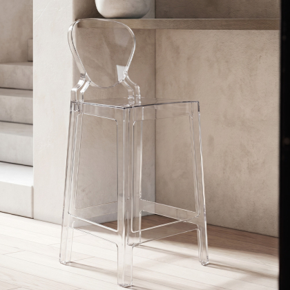 Buy Bar stool with backrest Victoire - 75cm - Design Transparent Transparent 58924 at MyFaktory 