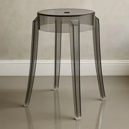 Buy Stool  Victoire - 47cm - Design Transparent Light grey 29572 with a guarantee 
