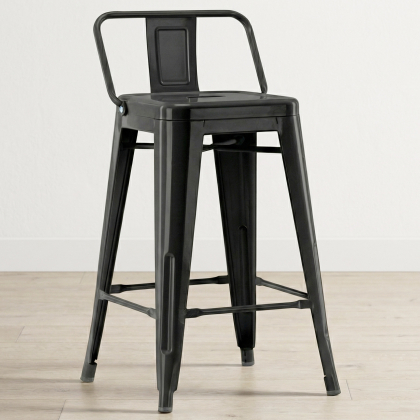 Buy Bar Stool with Backrest Industrial Design - 60cm - Metalix White 58409 with a guarantee 