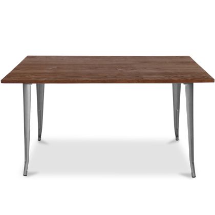 Buy Bistrot Metalix Industrial Dining Table - 140 cm - Dark Wood Steel 58996 home delivery 
