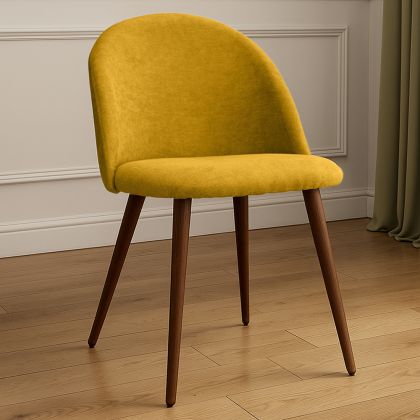 Buy Dining Chair - Upholstered in Fabric - Scandinavian Style -Bennett Yellow 58982 home delivery 