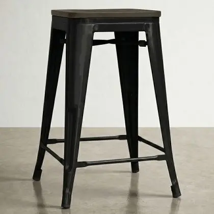 Buy Bar Stool - Industrial Design - Wood & Steel - 60cm -Metalix Green 58354 - in the EU 
