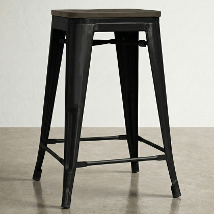 Buy Bar Stool - Industrial Design - Wood & Steel - 60cm -Metalix Green 58354 home delivery 