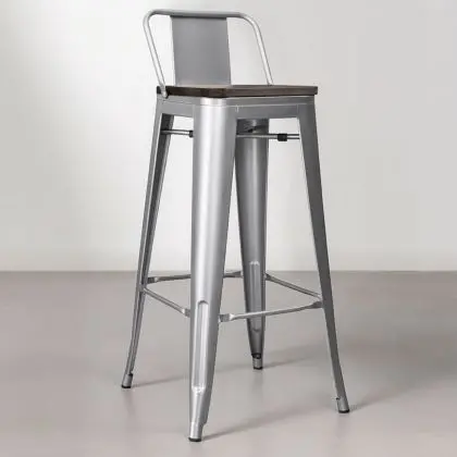 Buy Industrial Design Bar Stool with Backrest - Wood & Steel - 76cm - Metalix Pastel orange 59118 home delivery 