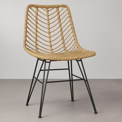 Buy Synthetic wicker dining chair - Valery Natural wood 59254 - in the EU 