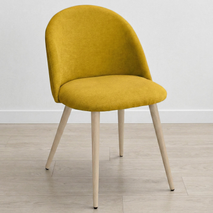 Buy Dining Chair - Upholstered in Fabric - Scandinavian Style -Bennett  Yellow 59261 - prices 