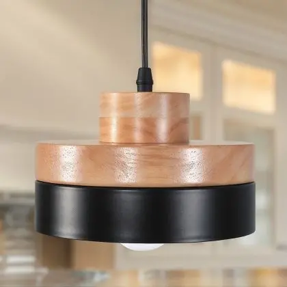 Buy Eigil Scandinavian pendant lamp - Wood and metal White 59309 with a guarantee 