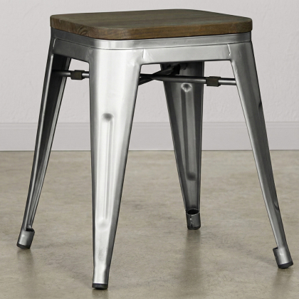 Buy Industrial Design Stool - Wood & Steel - 45cm - Metalix Pastel orange 58350 in the Europe 
