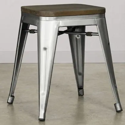 Buy Industrial Design Stool - Wood & Steel - 45cm - Metalix Pastel orange 58350 with a guarantee 