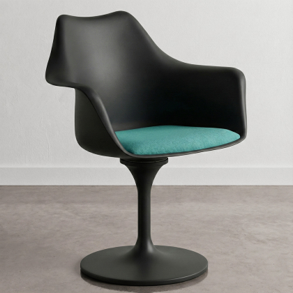 Buy Dining Chair with Armrests - Black Swivel Chair - Tulipa Turquoise 59260 - prices 
