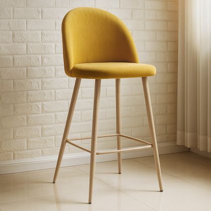 Buy Fabric Upholstered Stool - Scandinavian Design - 76cm - Bennett Yellow 59356 at MyFaktory 