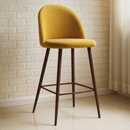 Buy Fabric Upholstered Stool - Scandinavian Design - 76cm - Bennett Yellow 59357 in the Europe 