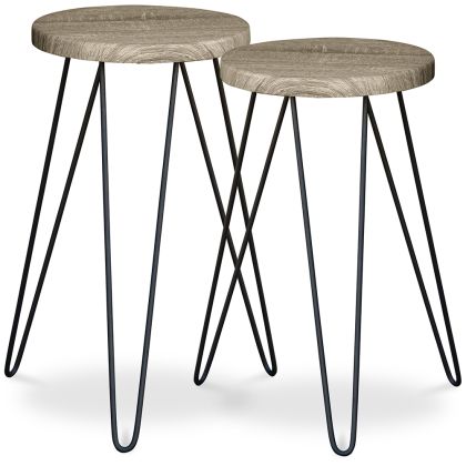 Buy X2 industrial auxiliary tables with Hairpin legs - Wood and metal Grey 59463 home delivery 