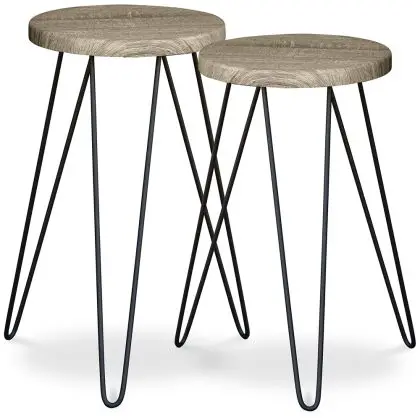 Buy X2 industrial auxiliary tables with Hairpin legs - Wood and metal Grey 59463 with a guarantee 