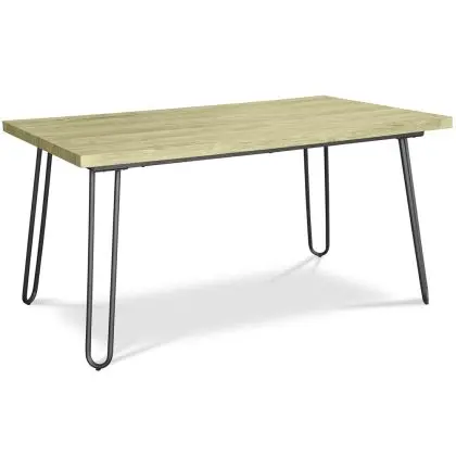 Buy 150x90 Holly Industrial dining table with Hairpin legs - Wood and metal Natural wood 59465 - prices 