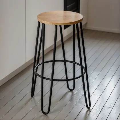 Buy Hairpin Bar Stool 66cm - Light wood and metal Dark grey 59500 in the Europe 