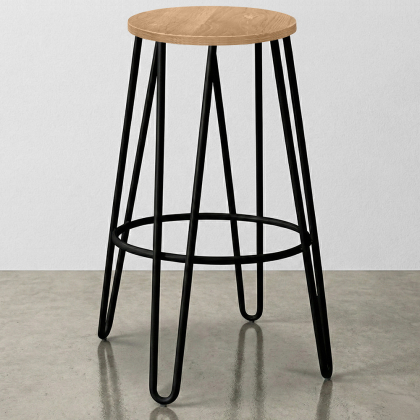 Buy Hairpin Bar Stool 66cm - Light wood and metal Dark grey 59500 at MyFaktory 