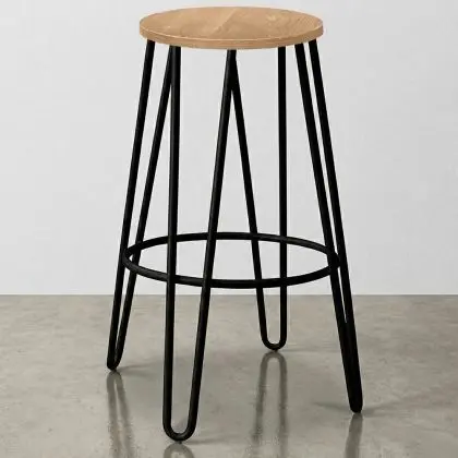 Buy Hairpin Bar Stool 66cm - Light wood and metal Dark grey 59500 at MyFaktory 