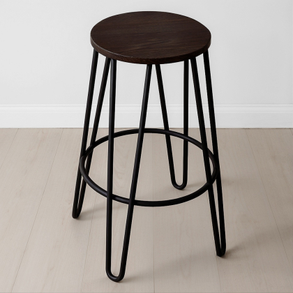 Buy Hairpin Bar Stool 66cm - Dark wood and metal Light grey 59501 - in the EU 