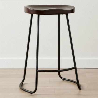 Buy Industrial Bar Stool 66 cm Aiyana - Dark wood and metal Yellow 59584 - prices 