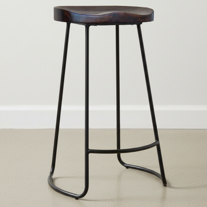 Buy Industrial Bar Stool 76 cm Aiyana - Dark wood and metal Steel 59570 - in the EU 