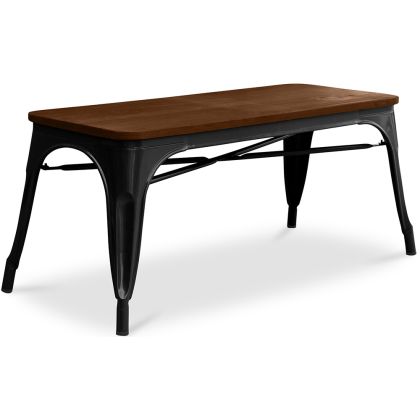 Buy Bistrot Metalix Bench Industrial Style - Dark Wood Steel 58436 - in the EU 