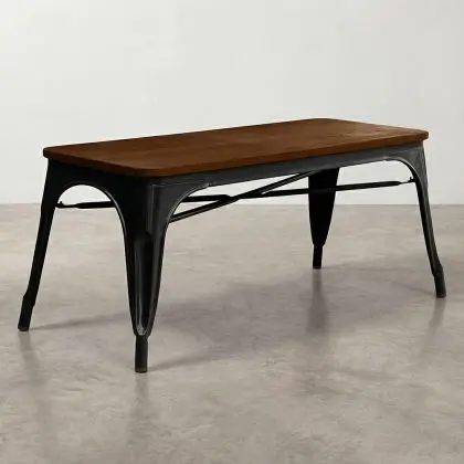 Buy Bistrot Metalix Bench Industrial Style - Dark Wood Turquoise 58436 - in the EU 