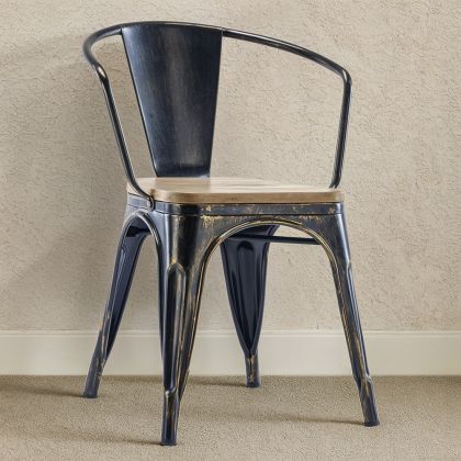 Bistrot Metalix Chair with Armrest - Metal and Light Wood Pastel orange 59711 photo 1 Buy Bistrot Metalix Chair with Armrest - Metal and Light Wood Pastel orange 59711 in the Europe