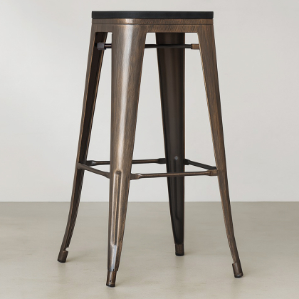 Buy Bistrot Metalix style stool - 76cm - Metal and dark wood Industriel 59697 with a guarantee 