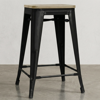 Buy Bistrot Metalix style stool - 61cm - Metal and Light Wood Bronze 59696 home delivery 
