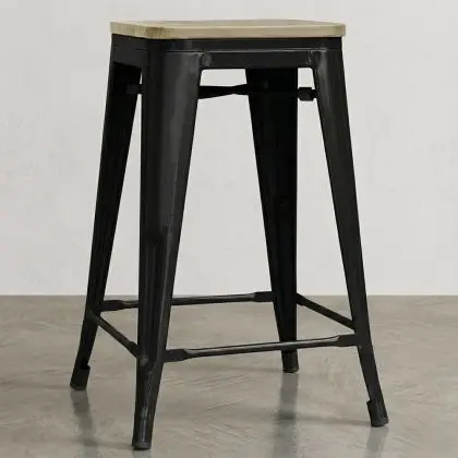 Buy Bistrot Metalix style stool - 61cm - Metal and Light Wood Bronze 59696 home delivery 