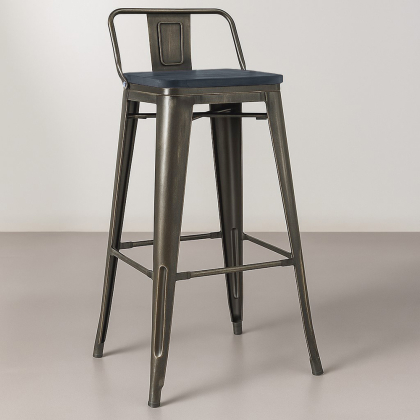 Buy Bistrot Metalix style bar stool with small backrest - Metal and dark wood - 76 cm White 59693 in the Europe 