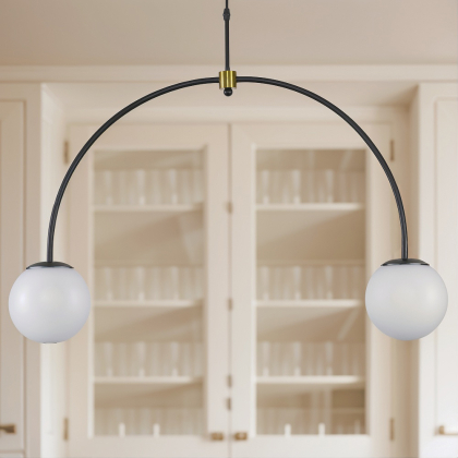 Buy Thelma 2 Bulbs Hanging Lamp - Metal and Glass Black 59623 - in the EU 