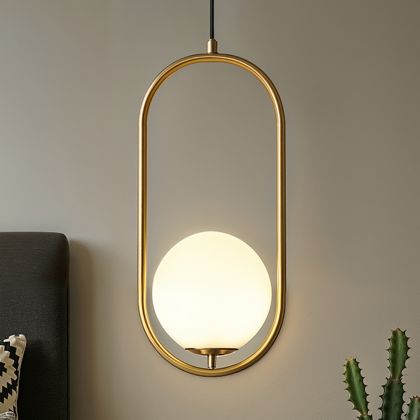 Buy Lucille Hanging Lamp - Metal and Glass Gold 59624 in the Europe 