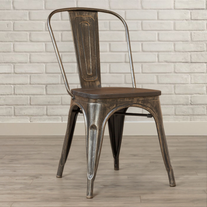 Buy Bistrot Metalix Chair Wooden seat New edition - Metal Dark grey 59804 home delivery 