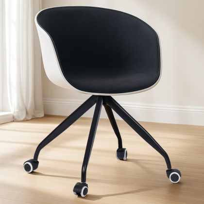 Buy White Padded Office Chair with Armrests and Wheels Dark grey 59887 in the Europe 