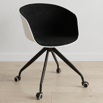 Buy White Padded Office Chair with Armrests and Wheels Dark grey 59887 in the Europe 