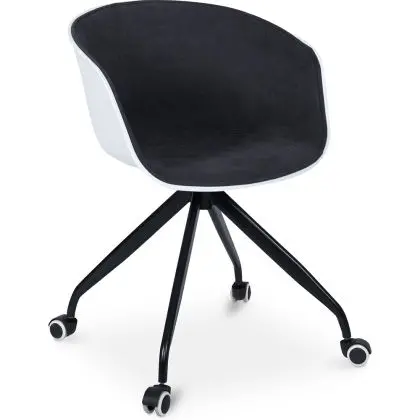 Buy White Padded Office Chair with Armrests and Wheels Dark grey 59887 in the Europe 